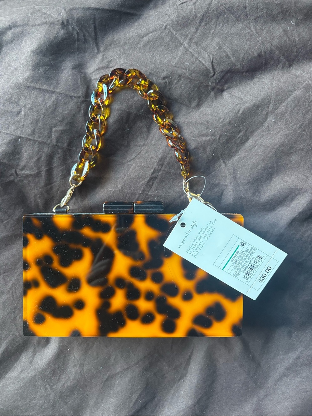 NWT a new day Tortoiseshell Acrylic Clutch